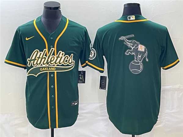 Men%27s Oakland Athletics Green Team Big Logo Cool Base Stitched Baseball Jersey 001->oakland athletics->MLB Jersey